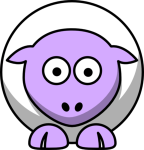Sheep Looking Straight White With Lilac Face And White Nails Clip Art