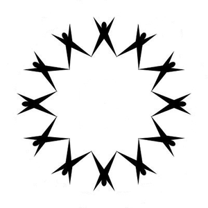 Isolated B Ack And White Icon Of A Group Of People Raising Hands To Touch Binary Code Representing I Image