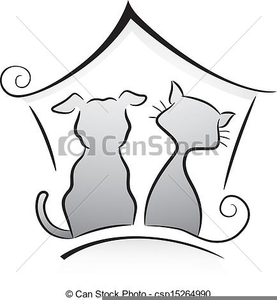 Free Black And White Dog And Cat Clipart Image