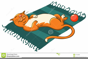 Cat On A Mat Clipart Image