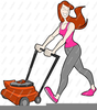 Girl Mowing Lawn Clipart Image