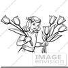 Black And White Tulip Clipart Image