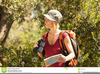 Woman Hiking Clipart Image