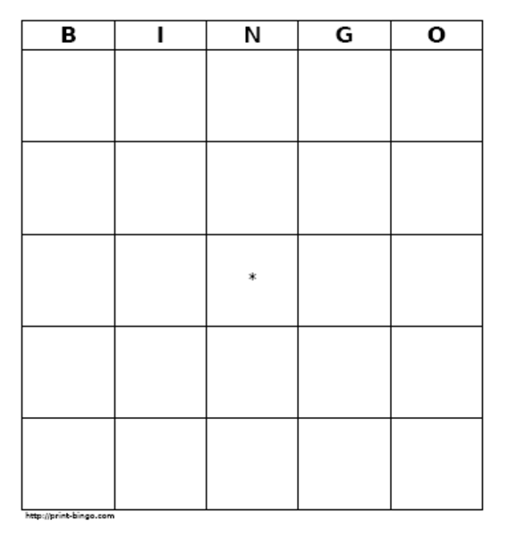 Blank Bingo Card Clipart