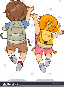 Girl With Backpack Clipart Image
