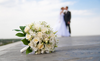 Bride And Groom With Flowers Powerpoint Backgrounds Image
