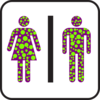 Large Man Woman Bathroom Sign Green Polka Dot Clip Art