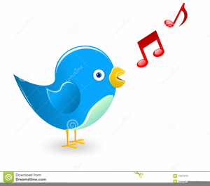 Blue Bird Singing Clipart Image