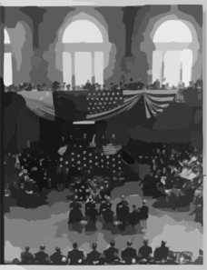[teddy Roosevelt And Others Gathered On A Platform, People Above And Below Seated] Clip Art