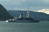 At Sea For A Day, The Mine Countermeasure Ship Uss Guardian (mcm 5) Steams Out Of Sasebo Bay In Search Of Open Seas In Which To Conduct Shipboard Training Exercises. Image