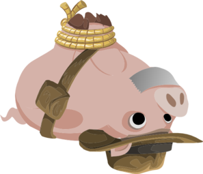 Hogtied Piggy Explorer Clip Art
