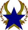 Blue Star With Gold Wings Clip Art