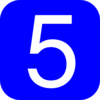 Blue, Rounded, Square With Number 5 Clip Art