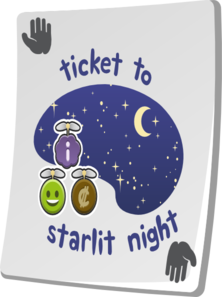 Paradise Ticket Starlit Night Clip Art