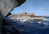 The Fast Combat Support Ship Uss Sacramento (aoe 1) Conducts Underway Replenishment (unrep) With The Uss Carl Vinson (cvn 70). Image