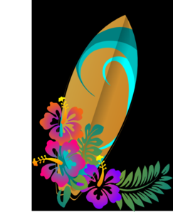 Surf Board Hibiscus Clip Art