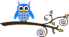 Turquoise Owl On Branch Clip Art