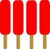 4 Red Single Popsicle Clip Art