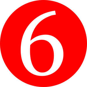 Red, Rounded,with Number 6 Clip Art
