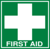 White First Aid Cross With Text (dark Green) Clip Art