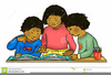 African American Child Reading Clipart Image
