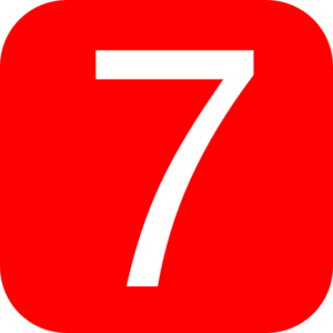 Red, Rounded, Square With Number 7 Clip Art