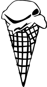 Ice Cream Cone (1 Scoop) (b And W) Clip Art