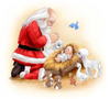Clipart Of Santa Kneeling At The Manger Image