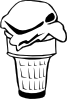 Ice Cream Cone (1 Scoop) (b And W) Clip Art