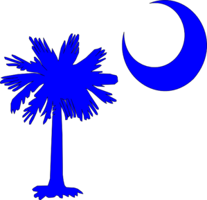 Sc Palmetto Tree Blue Right Side Moon Clip Art