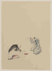 [two Men Playing A Game Or Gambling, Possibly Involving Dice Of Some Sort] Clip Art