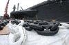 Anchor Chains For Uss Kitty Hawk (cv 63) Sit On The Dock Waiting To Be Hoisted Back Aboard The Ship Image