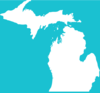 White Michigan On Teal Clip Art