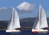 The U.s. Sailing Team Jockeys For Position And Tries To Find The Best Wind During The 6th Race Of The 3rd World Military Games Sailing Competition. Clip Art