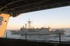 The Elevator Opening In The Hangar Bay Frames The Guided Missile Frigate Uss Ingraham (ffg 61) Image