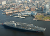 Uss George Washington (cvn 73) Passes By Uss Wisconsin (bb 64). Image