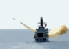 British Frigate Hms Richmond (f-239) Launches An Agm-84a  Harpoon  Missile Clip Art