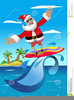 Santa Claus Surfing Clipart Image