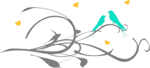 Love Birds On A Branch Goldenrod/turquoise Clip Art