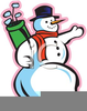 Snowman Golfing Clipart Image