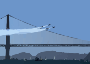 Navy Blue Angels Perform Flight Demonstrations Over The Golden Gate Bridge In San Francisco During Fleet Week 2003 Clip Art
