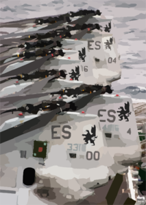 Ch-46 Sea Knights Standby On The Flight Deck. Clip Art