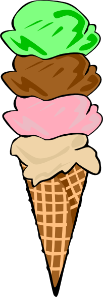 Ice Cream Cone Four Flavors Clip Art at Clker.com - vector clip art