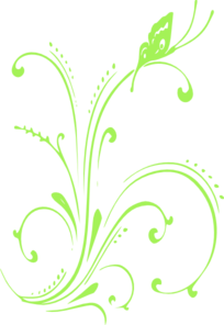 Green Butterfly Scroll Clip Art