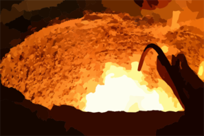 Workers Warm A Ladle Of Steel, Recycled From The World Trade Center, At The Amite Foundry Over A Cauldron Used To Transport Molten Steel To The Mold Of The Bow Stem Of The Amphibious Transport Dock Ship Uss New York (lpd 21) Clip Art