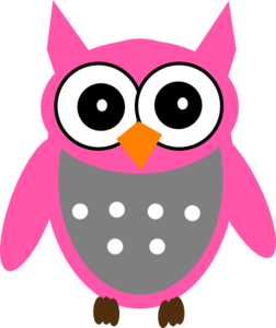 Pink Gray Owl Clip Art