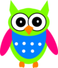 Green Pink Turquoise Owl Clip Art