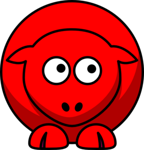 Sheep Red Looking Up To Left Clip Art