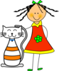 Cat And Girl Clip Art