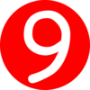 Red, Rounded,with Number 9 Clip Art